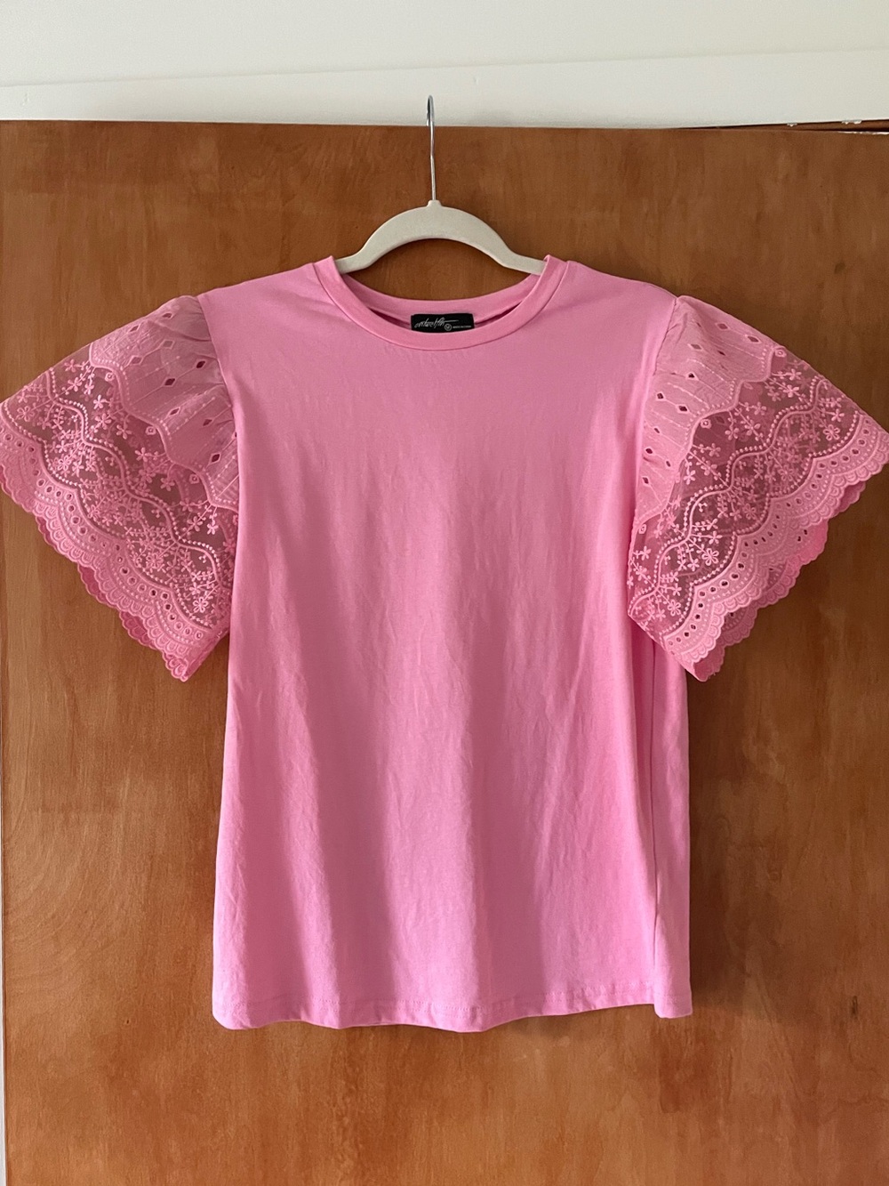 Pink Eyelet Sleeve Women's Top